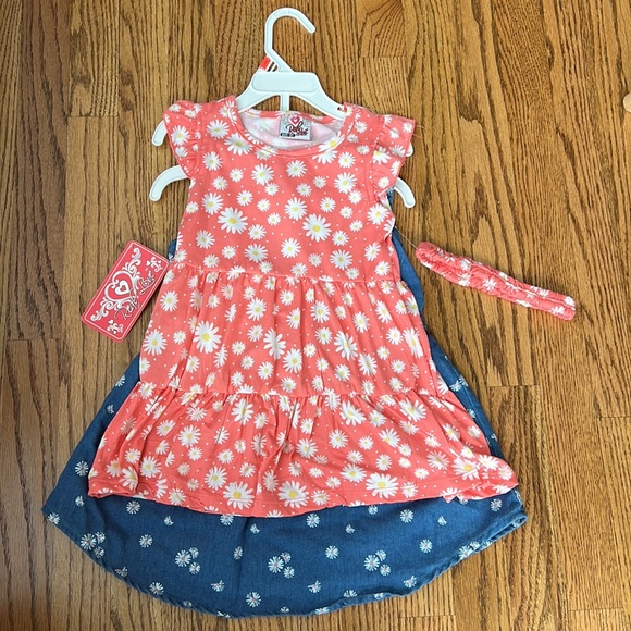 NWT Real Love- Toddler Girls 3 Piece Set, two Dresses and a Headband, size 3T - Picture 2 of 6